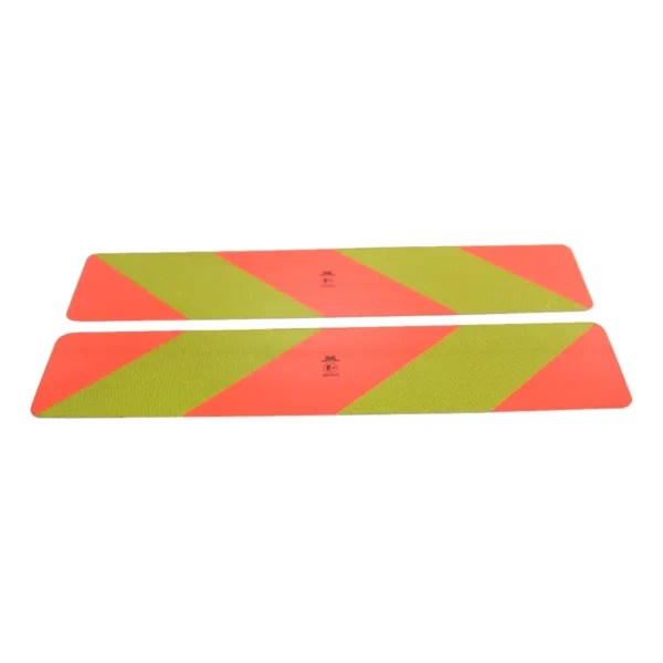 markeringsbord opleggers >3500kg 566mm x 197mm rood / geel schuin gestreept 2 x 566mm (1x links