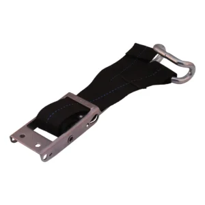 RVS spanner voor schuifzeil met hoogwaardige polyesterband en open verzinkte haak