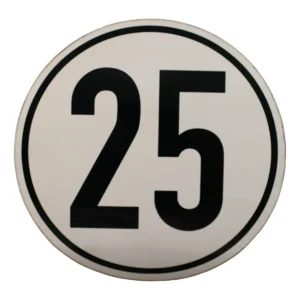markeringssticker 25km/h voor Duitsland Ø200mm wit met zwarte rand en zwarte letters