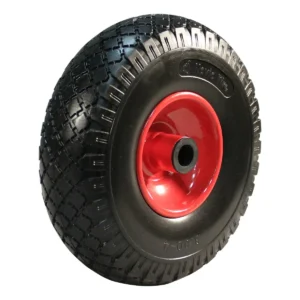 PU band + wiel 3.00x4 blok + 2.10X4 rollager Ø20 NL75 staal rood